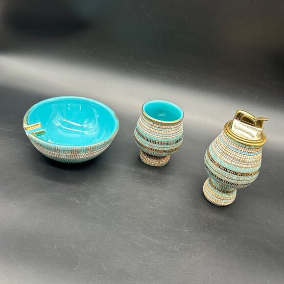 Mid Century Modern Seta SGRAFFITO Smoking Set Aldo Londi Bitossi 1950s Italy - Picture 1 of 13